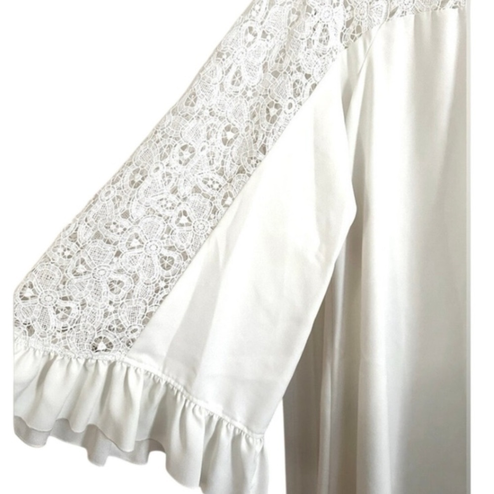 GIAMBA Paris Giambattista Valli White Lace Yoke Mini Dress - Sz 14 (50) - Picture 8 of 8